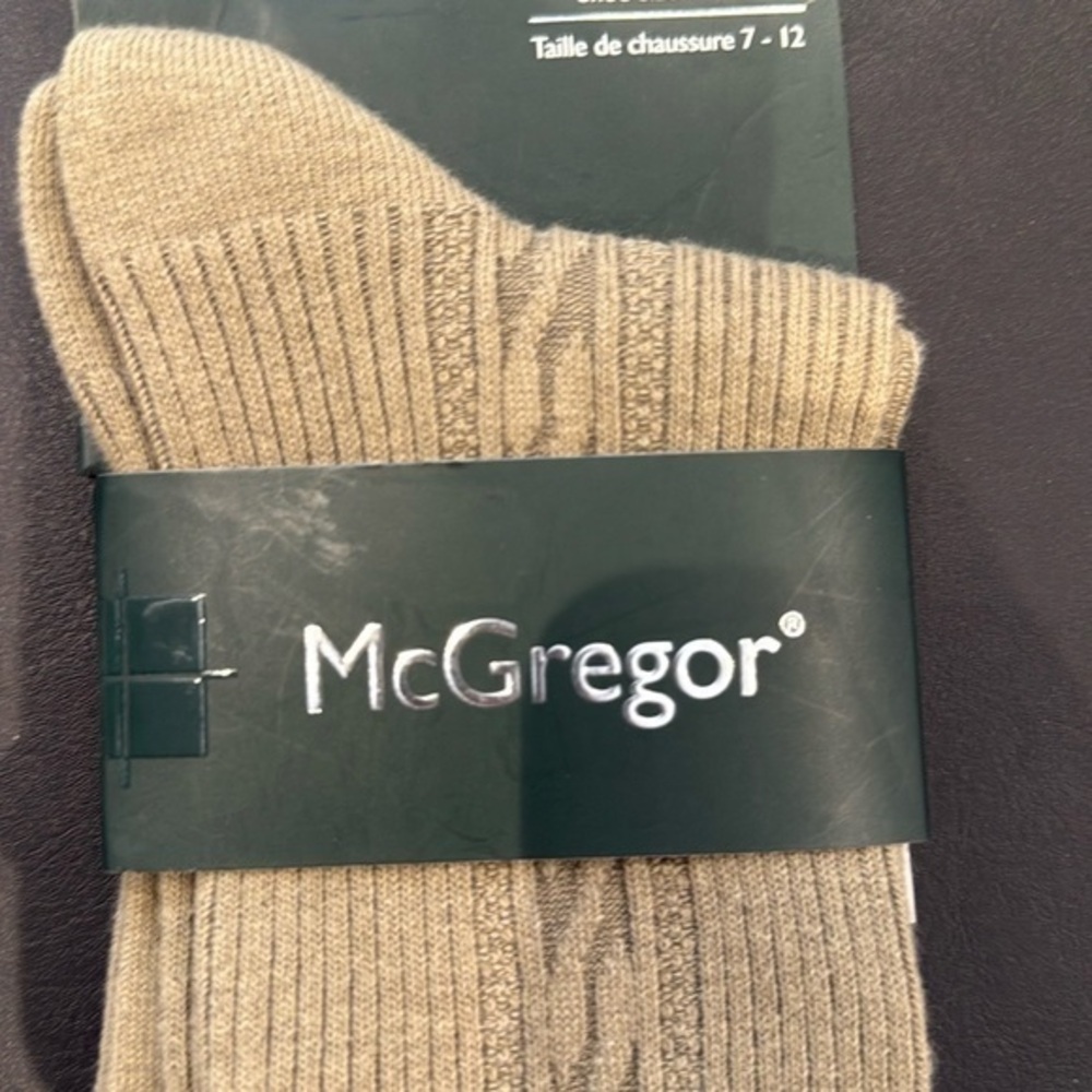 McGregor Tan Crew Length Ribbed Knit Casual Socks